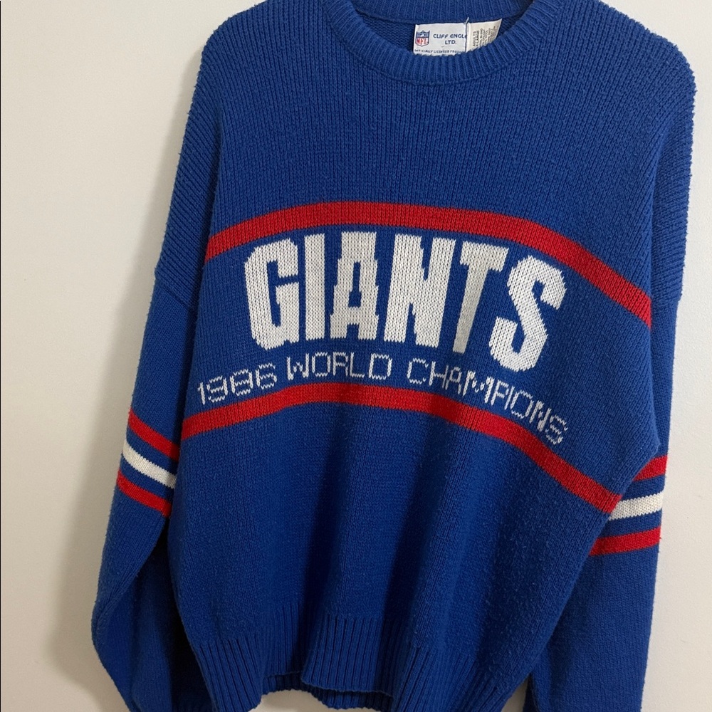 Vintage 1980s Cliff Engle New York Giants Sweater Size XL